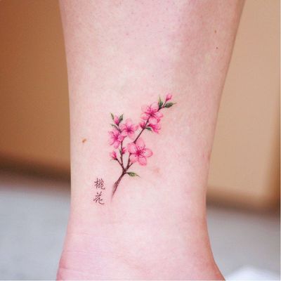 Tattoo by Vane Tattoo #VaneTattoo #flowertattoos #flowertattoo #flower #floral #nature #plant #color #watercolor #cherryblossom