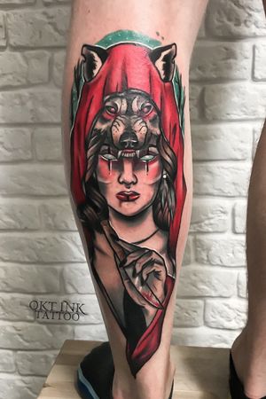 little red ridding hood
#color #neotraditional #skull  #woman #wolf