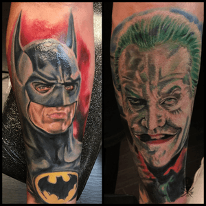 Michael Keaton as Batman and Jack Nicholson as the Joker