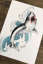 Neotraditional shark #watercolor #traditional #color #neotraditional #shark