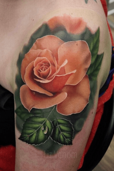A peachy #rose I tattooed at 26 Swords tattoo studio in Oregon. #tattoo #tattoos #ink #inked #tattooidea #tattooideas #amazingtattoos #realismtattoo#femininetattoos #tattoodesign #besttattoos #amazingtattoo #superbtattoos #fusionink #tattoodo #tattoodooapp #lizvenom #floraltattoo #rosetattoo #tattoorose #edmontontattoo #edmontonink #skinartmag #flower #uktattoo #roses 