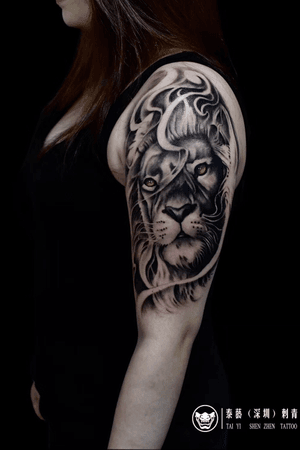 深圳泰艺刺青-阿泰师傅 写实作品 狮子🦁 Shenzhen taiyi tattoo - master tai Realistic works The lion 🦁