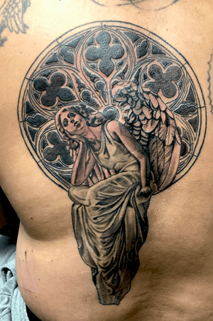 More progress on this angel piece, one more session to tighten it up and finish the window