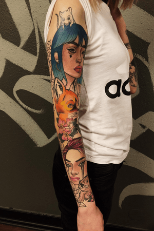 Girly sleeve by @rosee.ink - instagram