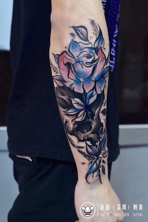 Tattoo Uploaded By Taiyitattoo 泰艺刺青 阿泰师傅 School 骷髅花 Taiyi Tattoo Master Artest School Skeleton Flowers Tattoodo