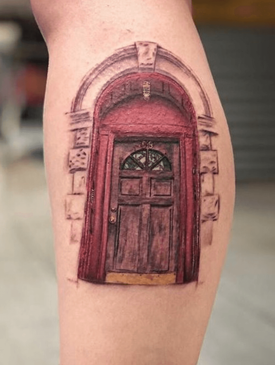 Stairs and a black door tattoo by Chinatown Stropky  Tattoogridnet