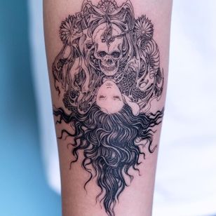 Tattoo by Oozy #Oozy #eroguro #erogurotattoo #Eroguronansensu #Japanese #Japanesetattoo #anime #manga #illustrative #graphicart #comicbook #comicart #linework