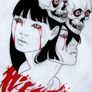 Tattoo flash by Silly Jane #SillyJane #eroguro #erogurotattoo #Eroguronansensu #Japanese #Japanesetattoo #anime #manga #illustrative #graphicart #comicbook #comicart #linework