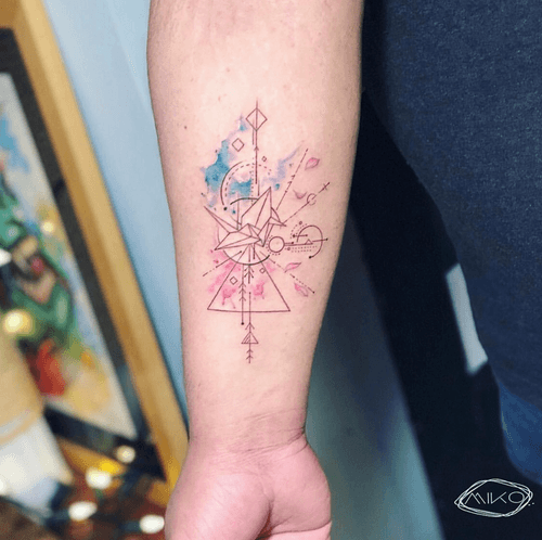 #geometric #watercolor #tattoo by @miko_nyctattoo 