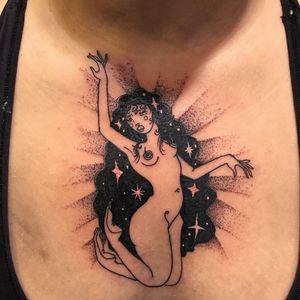 Tattoo by Sanyu #Sanyu #TannParker #InktheDiaspora #lady #stars #deity #goddess #warrior #beauty #love #qpocttt #poctattoo #qpoctattoo #brownskin #blackskin #empower #visibility #tattoocommunity