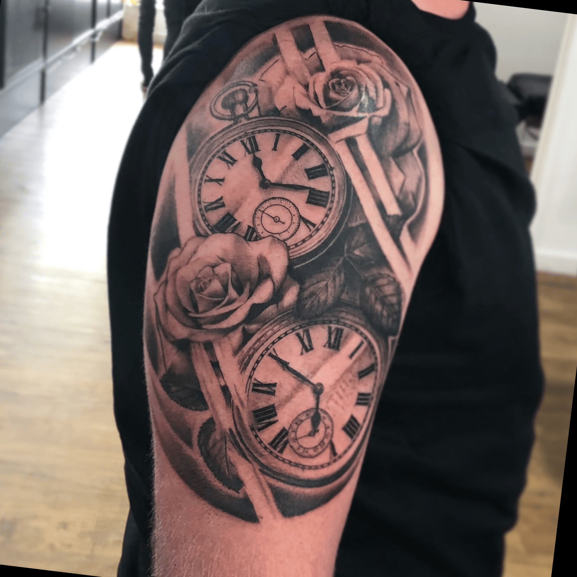 Tattoo uploaded by mattreadtattoo • Clocks and roses • Tattoodo