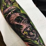 Tattoo by Brandon Herrera #BrandonHerrera #darkarttattoos #darkart #illustrative #horror #darkness #demons #devils #ghosts #evil #skull #death
