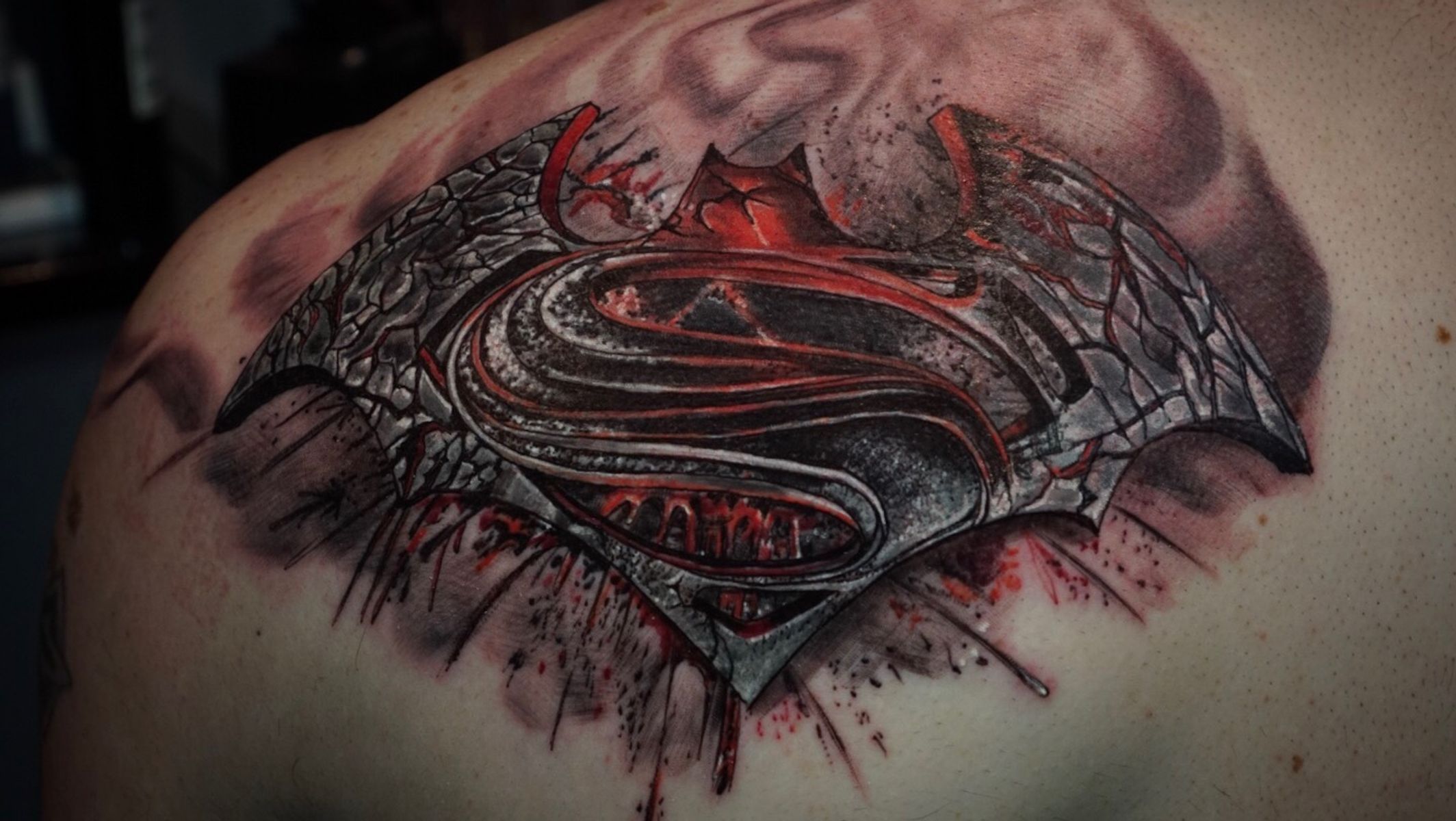 Tattoo uploaded by sanel valles • batmanandsupermantattoo by me