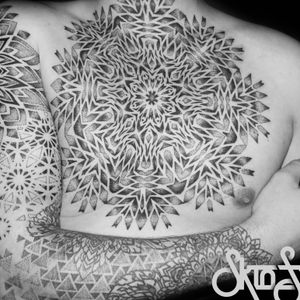 Dotwork mandala chest piece by fade miss fx skin fx in Brighton and Hove