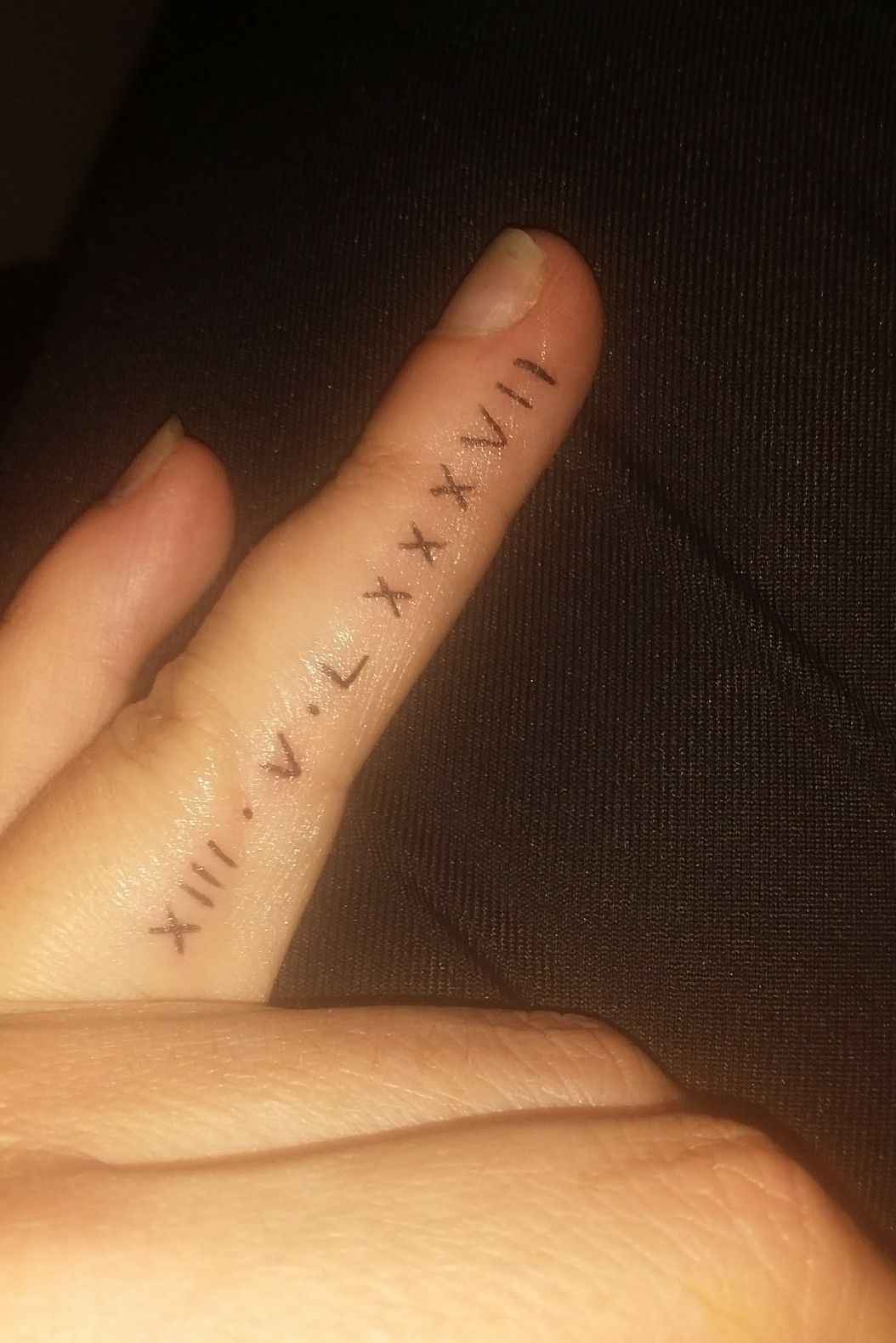 Nathalie Paris Roman Numeral Finger Tattoo  Steal Her Style