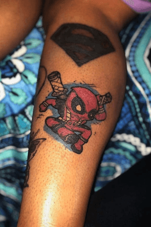Baby Deadpool Tattoo I did #InkJunkiez 💉💉💉Dallas Texas Booking 9723020685