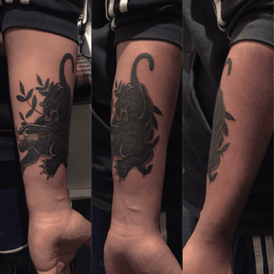 -🌿#tattoo #tattoostyle #tattooart #tattoodesign #black #tatuaje #diseñotatuaje #tradicional #tradicionaltattoo #panther #blackpanther #colortattoos #covertattoos #autotattoo 