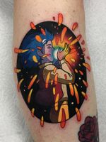 Tattoo by Roberto Euan #RobertoEuan #tattoodoapp #tattoodoappartist #tattooartist #tattooart #tattoodoappspotlight #studioghibli #newschool #Howl #howlsmovingcastle #star #fire #love #anime