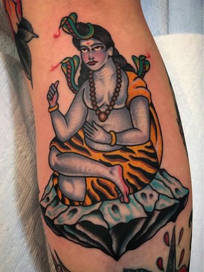 Tattoo by Boxcar #Boxcar #tattoodoapp #tattoodoappartist #tattooartist #tattooart #tattoodoappspotlight #mahadev #shiva #cobra #snake #reptile #meditate #hindu #deity #god