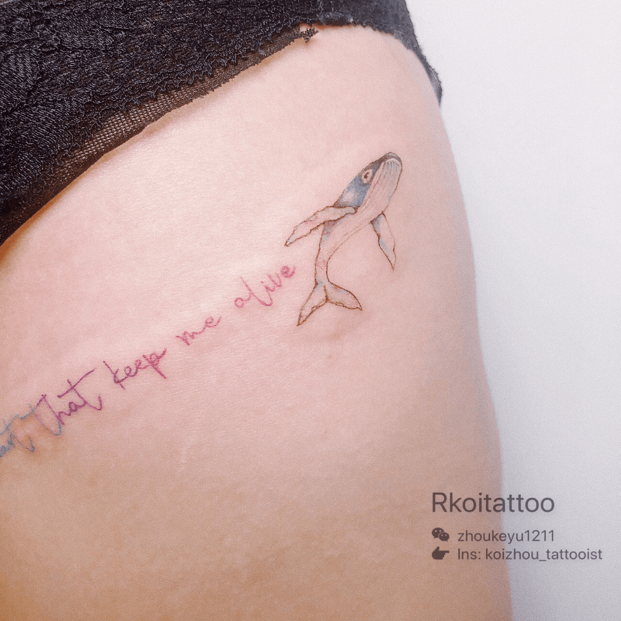Black Outline Whale Tattoo On Side Wrist By Seoeon