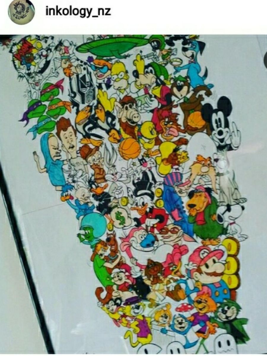 Meah Cartoon Tattoo uploaded by inkology nz • cartoon meah ups, 1/2 sleeves or full ...
