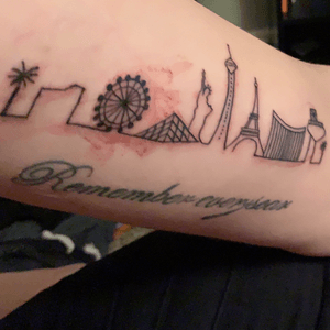 Vegas skyline and remember every scar. Two different tattoos