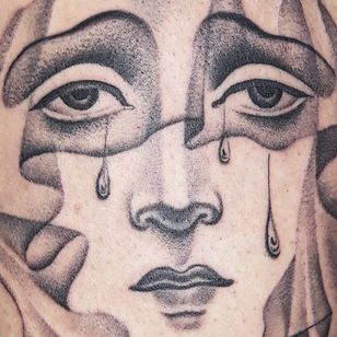 Tattoo by Ana and Camille #AnaandCamille #blackandgrey #illustrative #renaissance #tear #lady #portrait