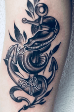 Snake by TheaTattoo #snake #slytherin #serpent #anchor #ancre #neotraditional #neotrad #traditional 