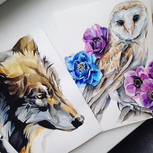 #k8art #k8watercolour #wolf #ulfur #🐺 #owl #🦉 