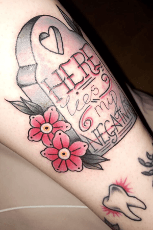 Traditional Gravestone Tattoo done at the Limerick Tattoo Convention, Ireland
