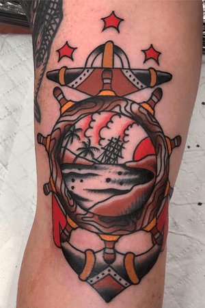 One for dan from last week. More like this please ! #traditionaltattoo #traditional #colour #colourtattoo #BoldTattoos #bold #AmericanTraditional #nautical #Australia 
