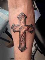 #baseball #cross #tattooart . #tattooartist #forearm #design #sports #417 #springfieldmo