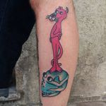 Tattoo by Paul Colli #PaulColli #traditional #pinkpanther #skull #lady #pinup #babe #death #funny #color