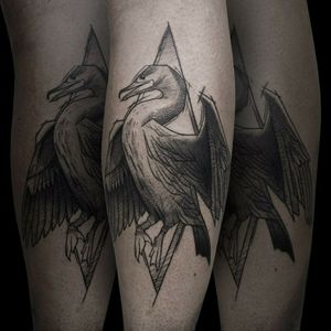 Liverbird / cormorant, first tattoo