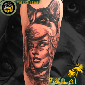 Made this #husky #headress piece in odessa texas . At the inkmasters tattoo show. I took best of day for that saturday. #blackandgrey 