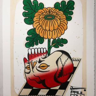 Flash de tatuaje de Paul Colli #PaulColli #tradicional #color #crisantemo