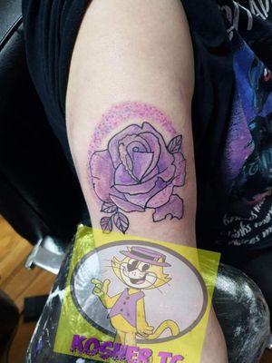 Beautiful purple rose done for a lovely woman on her birthday! #rose #purpleroses #colourtattoo #GorgeousTattoo #delicatetattoo #colours #flowers #colourful #shoreham #beauty #feminine #armtattoo #girlytattoos 