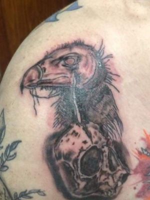 Blackwork tattoo of bird and skull! #birdtattoo #skulls #gothictattoo #BlackworkTattoos #Black #skulltattoo #scary #badasstattoo #skullandbones #lancing #shoreham #koshertc