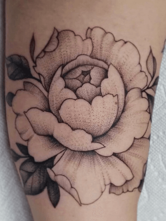 Two black and grey peony tattoos  Tattoogridnet