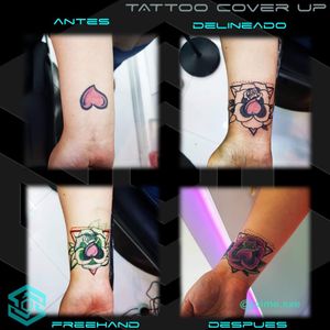 [TATTOO COVER UP] "Rosa sobre corazón" Diseño a mano alzada, personalizado FB/INSTA: @jaime.sxe #SkylineStudio #Tattoo #CoverUp #CreateYourself