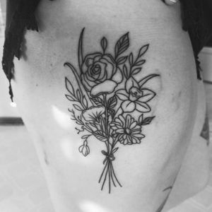Bouquet of flowers.  Family's birth flowers.  Family tattoo.