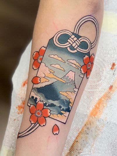Tattoo by Yutaro aka Warriorism #Yutaro #Warriorism #landscapetattoos #landscape #world #land #world #earth #environment #mountfuji #cherryblossom #mountain #clouds #Japanese