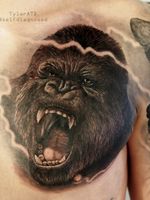 Realistic silverback gorilla chest tattoo.. Harambe tribute