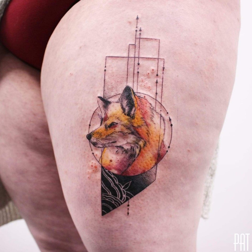 Watercolor fox tattoo by Haruka  Fox tattoo design Ankle tattoos for  women Ankle tattoo designs