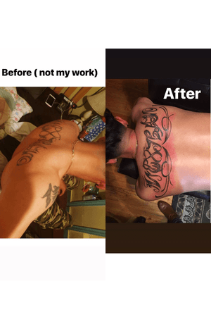 Before and After , fixed up this tattoo. 