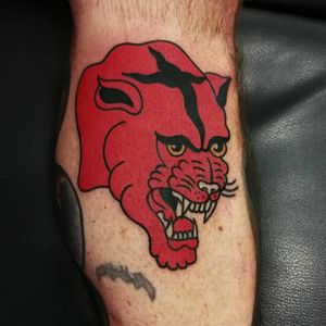 Only a red panther!#tattoos #traditionaltattoos #tattooart #tattooartist #tttism #tattoodesign #tattooitalia #boldwillhold #inkcultr #ssoo #tattooistartmagazine #tattoooftheday #traditionaltattoos #ink #inked #bright_and_bold #weirdotattooing #tattoodo #tattoolifeitalia #tattoolifemagazine #flashworkers #italy #torino #imagoamens 