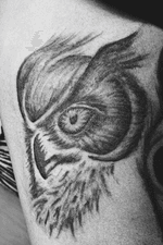 Owl tattoo. Practise piece on my leg. #owl #blackandgray #blackwork #legtattoo #shading 
