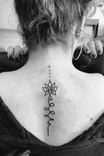 Small tattoo of lotus #lotus #blackwork #blackandgray #backtattoo #linework
