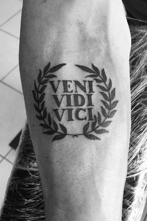 Veni Vidi Vici, Julius Caesar #blackwork #blackandgray #linework #venividivici #armtattoo