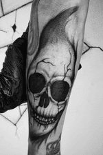 Skull tattoo #blackandgray #blackwork #owndesign #armtattoo #skull #smoke